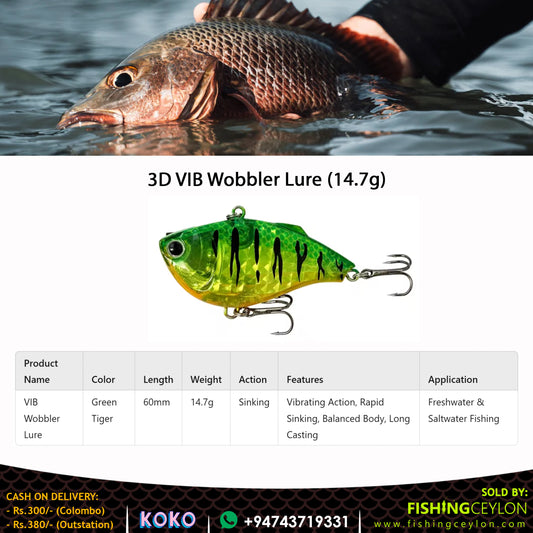 3D VIB Wobbler Lure (14.7g) - Fishing Ceylon 