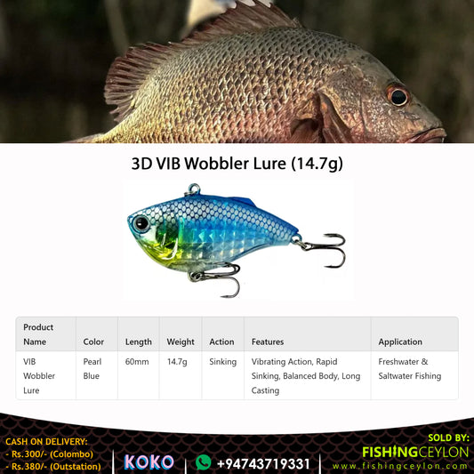 3D VIB Wobbler Lure (14.7g) - Fishing Ceylon 