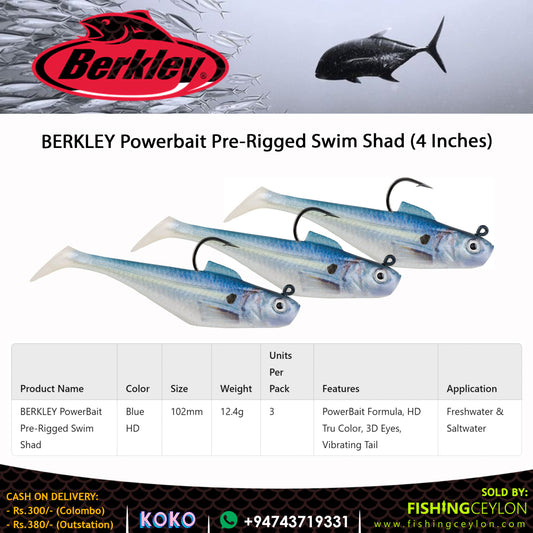 BERKLEY PowerBait Pre-Rigged Swim Shad (4 Inches) - Fishing Ceylon 