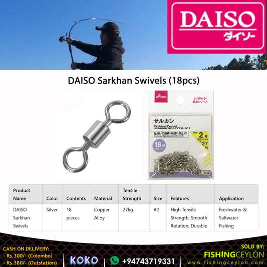 DAISO Sarkhan Swivels (18pcs) - Fishing Ceylon 