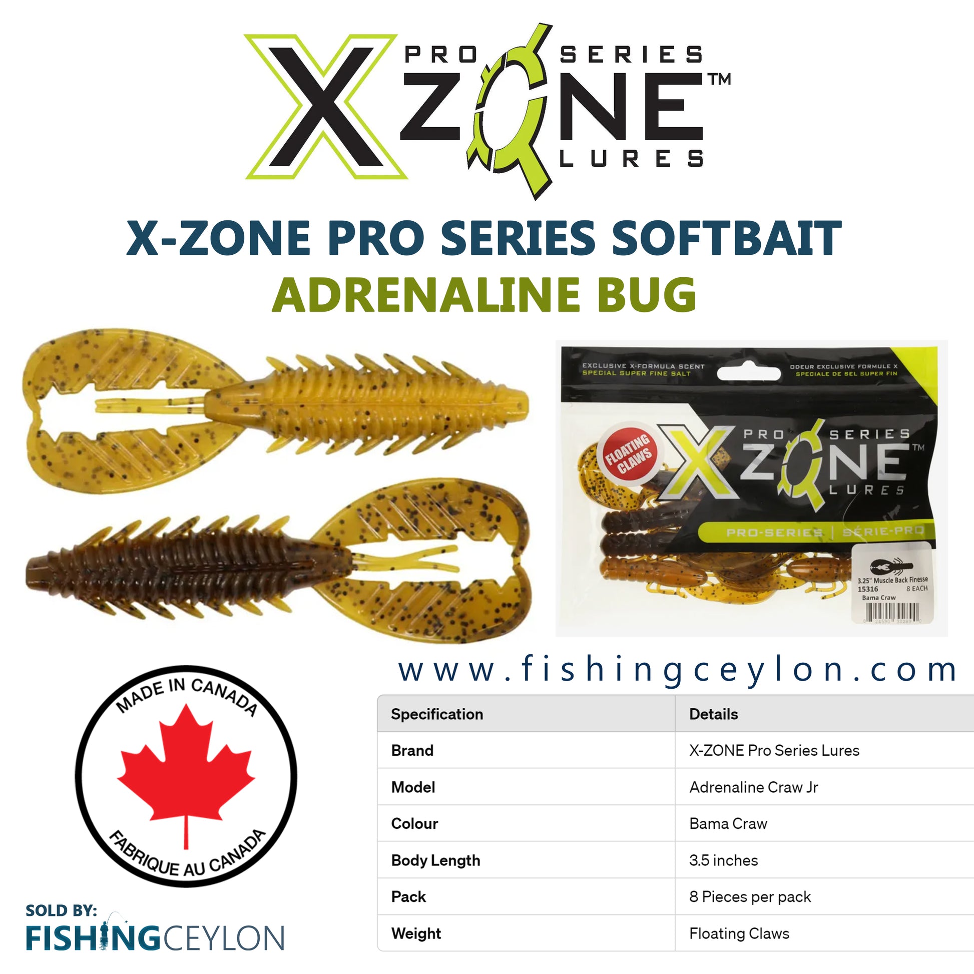 X-Zone Pro Series Softbait Adrenaline Bug - Fishing Ceylon 