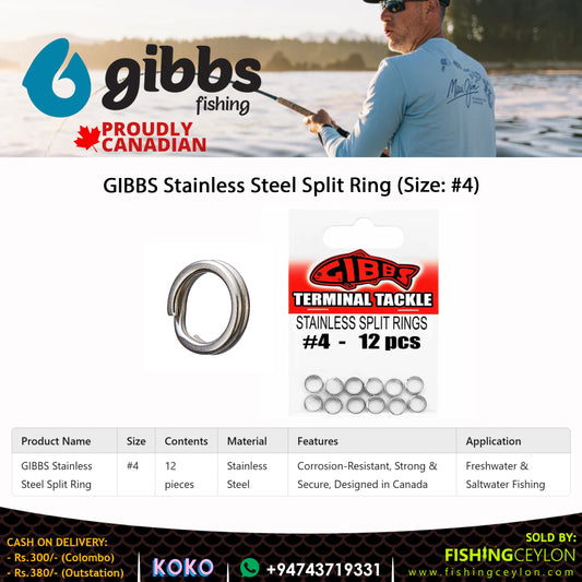 GIBBS Stainless Steel Split Ring (Size: #4) - Fishing Ceylon 