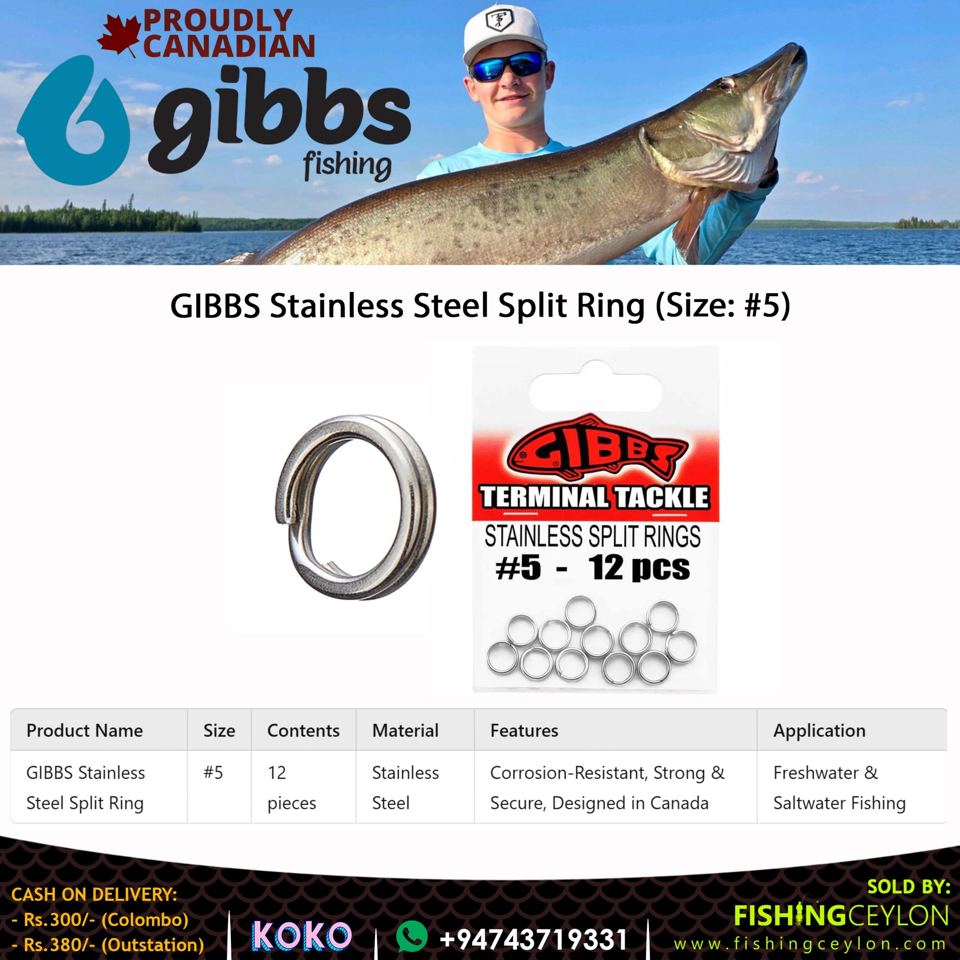 GIBBS Stainless Steel Split Ring (Size: #5) - Fishing Ceylon 