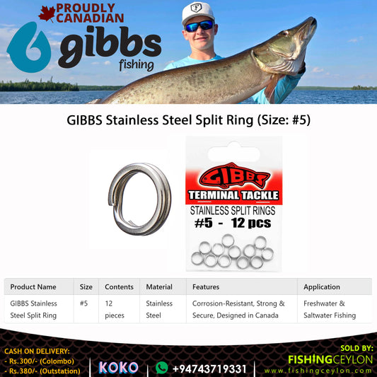 GIBBS Stainless Steel Split Ring (Size: #5) - Fishing Ceylon 