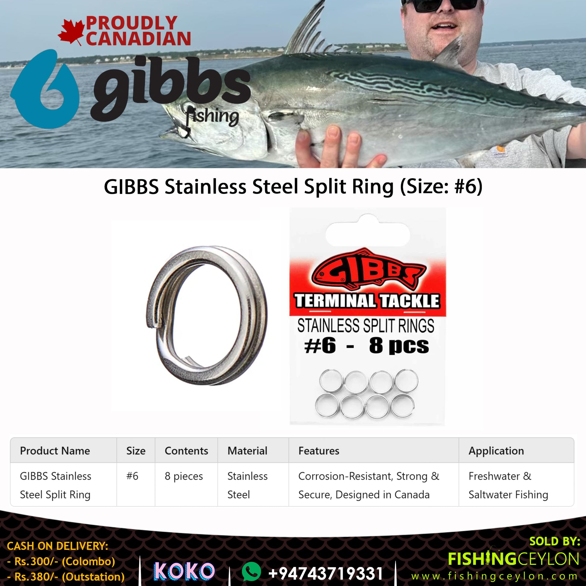 GIBBS Stainless Steel Split Ring (Size: #6) - Fishing Ceylon 