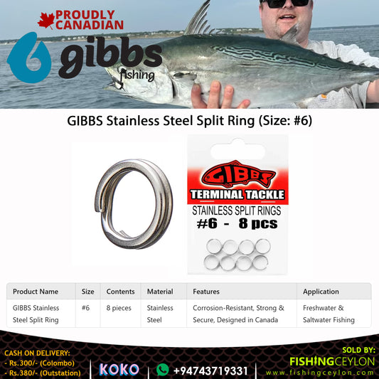 GIBBS Stainless Steel Split Ring (Size: #6) - Fishing Ceylon 