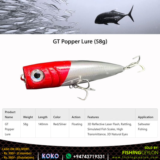 GT Popper Lure (58g) - Fishing Ceylon 