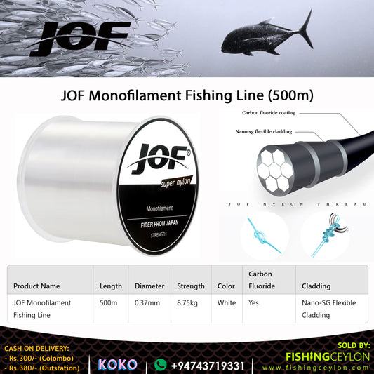 JOF Monofilament Fishing Line (500m) - Fishing Ceylon 