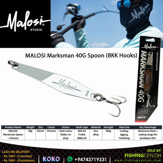 MALOSI Marksman 40G Spoon (BKK Hooks) - Fishing Ceylon 