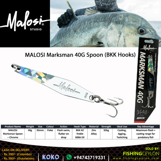 MALOSI Marksman 40G Spoon (BKK Hooks) - Fishing Ceylon 