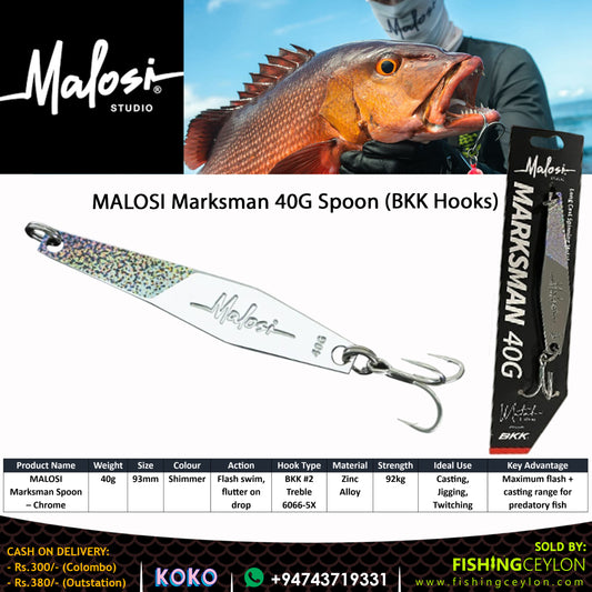 MALOSI Marksman 40G Spoon (BKK Hooks) - Fishing Ceylon 