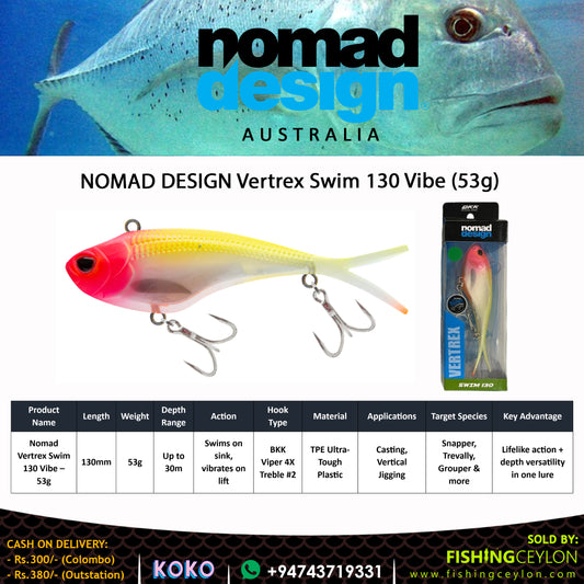NOMAD DESIGN Vertrex Swim 130 Vibe (53g) - Fishing Ceylon 