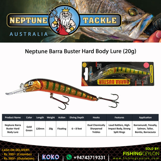 Neptune Barra Buster Hard Body Lure - Fishing Ceylon 