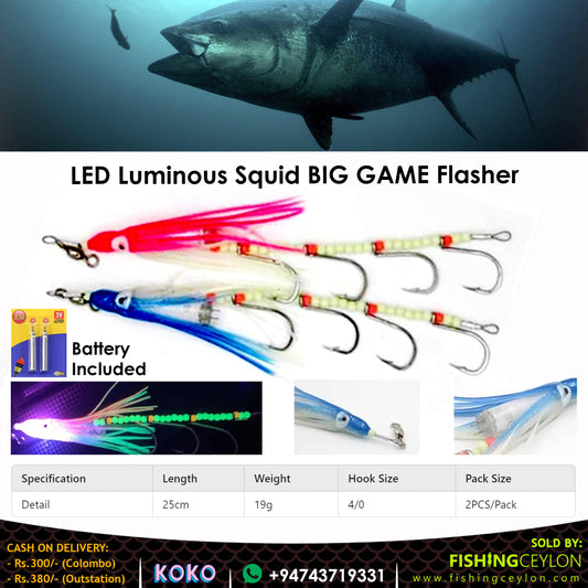 LED Luminous Squid BIG GAME Flasher - Fishing Ceylon 