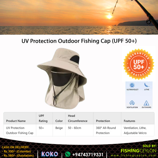 UV Protection Outdoor Fishing Cap (UPF 50+) - Fishing Ceylon 