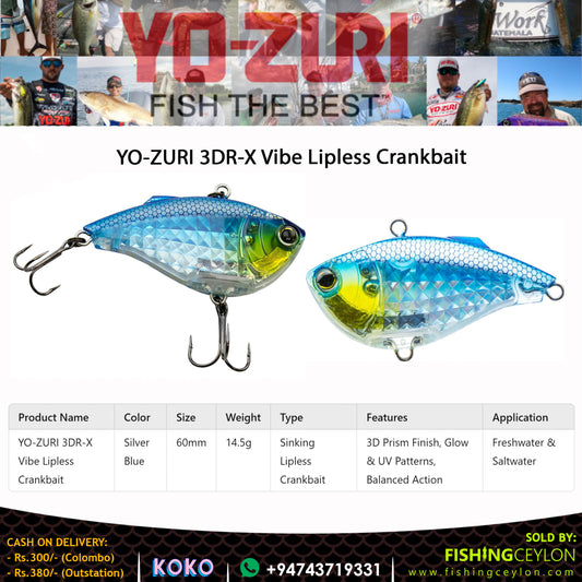YO-ZURI 3DR-X Vibe Lipless Crankbait - Fishing Ceylon 